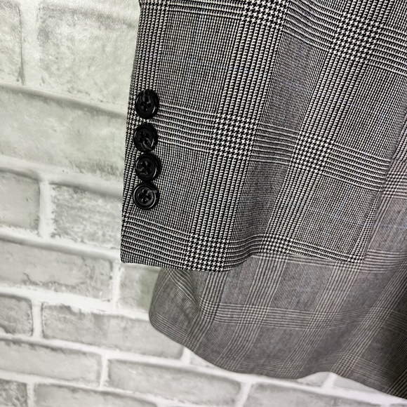 Jos A Bank Signature Black & White Glencheck Blazer Suit Jacket Mens 46R Wool - Picture 3 of 11